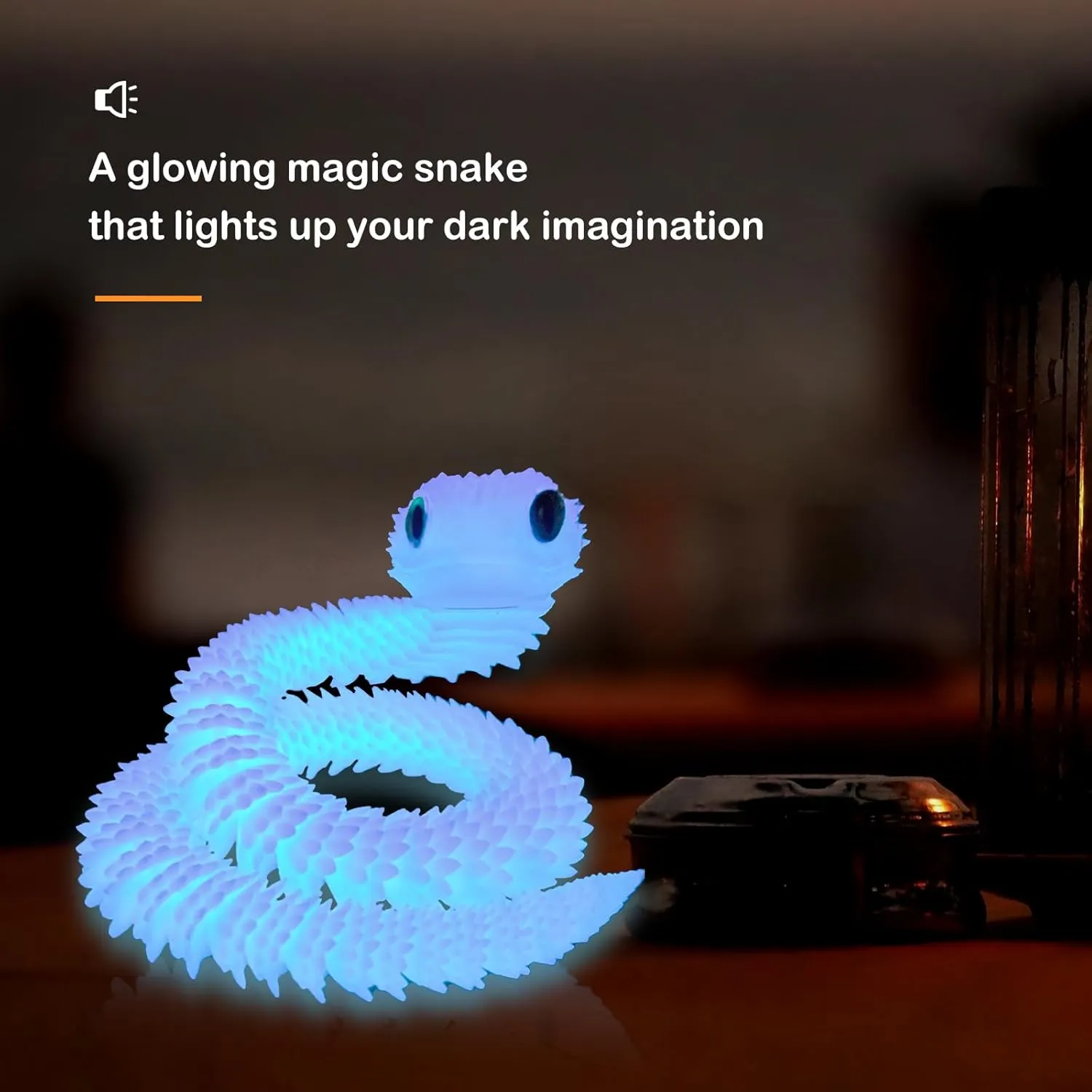 3D Printed Articulated Snake – 24'' Crystal-Like Movable Snake– Realistic Slithering Design, Collectible Articulated Model