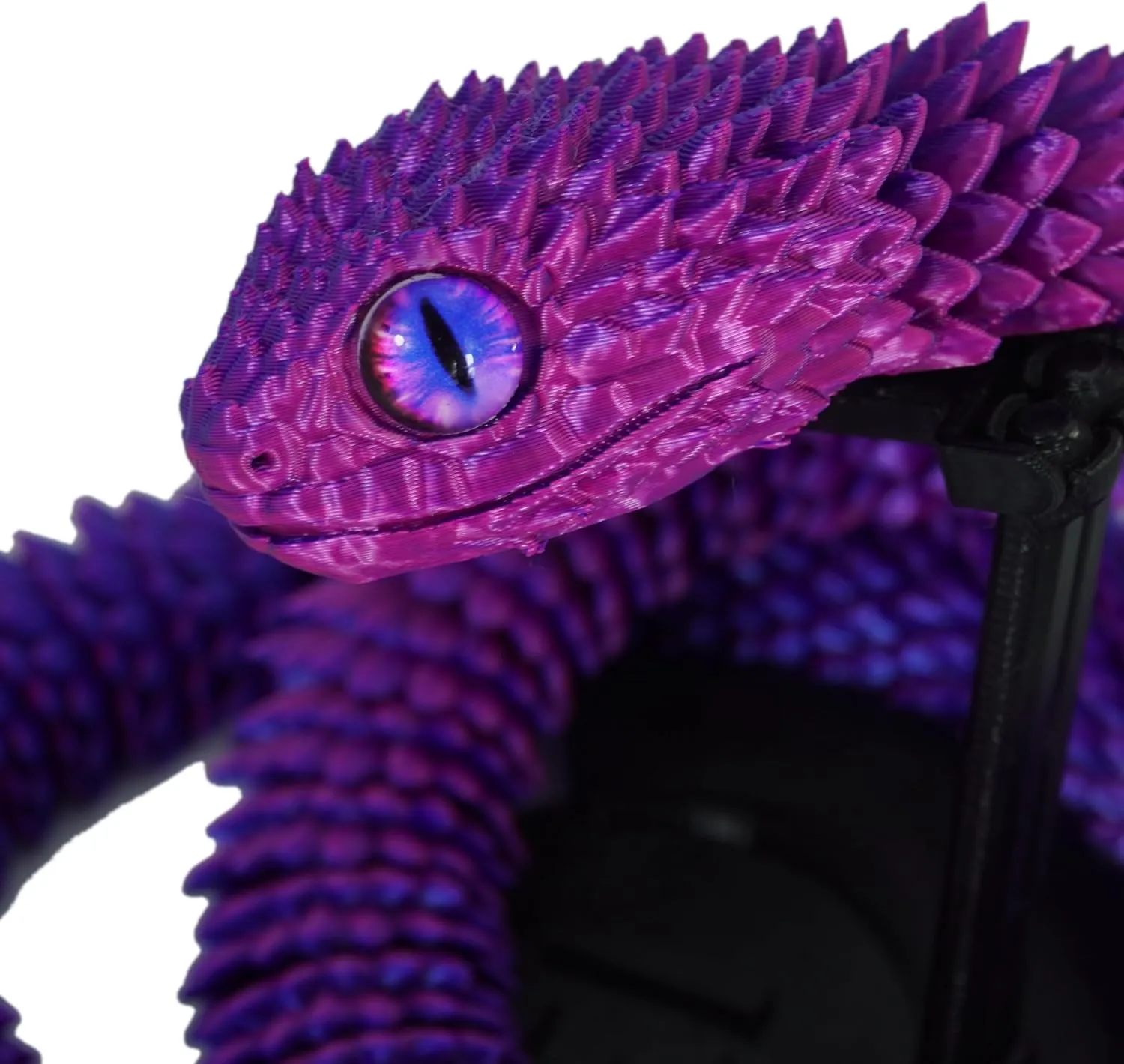 3D Printed Articulated Snake – 29.5'' Crystal-Like Movable Snake– Realistic Slithering Design, Collectible Articulated Model (Blue red)