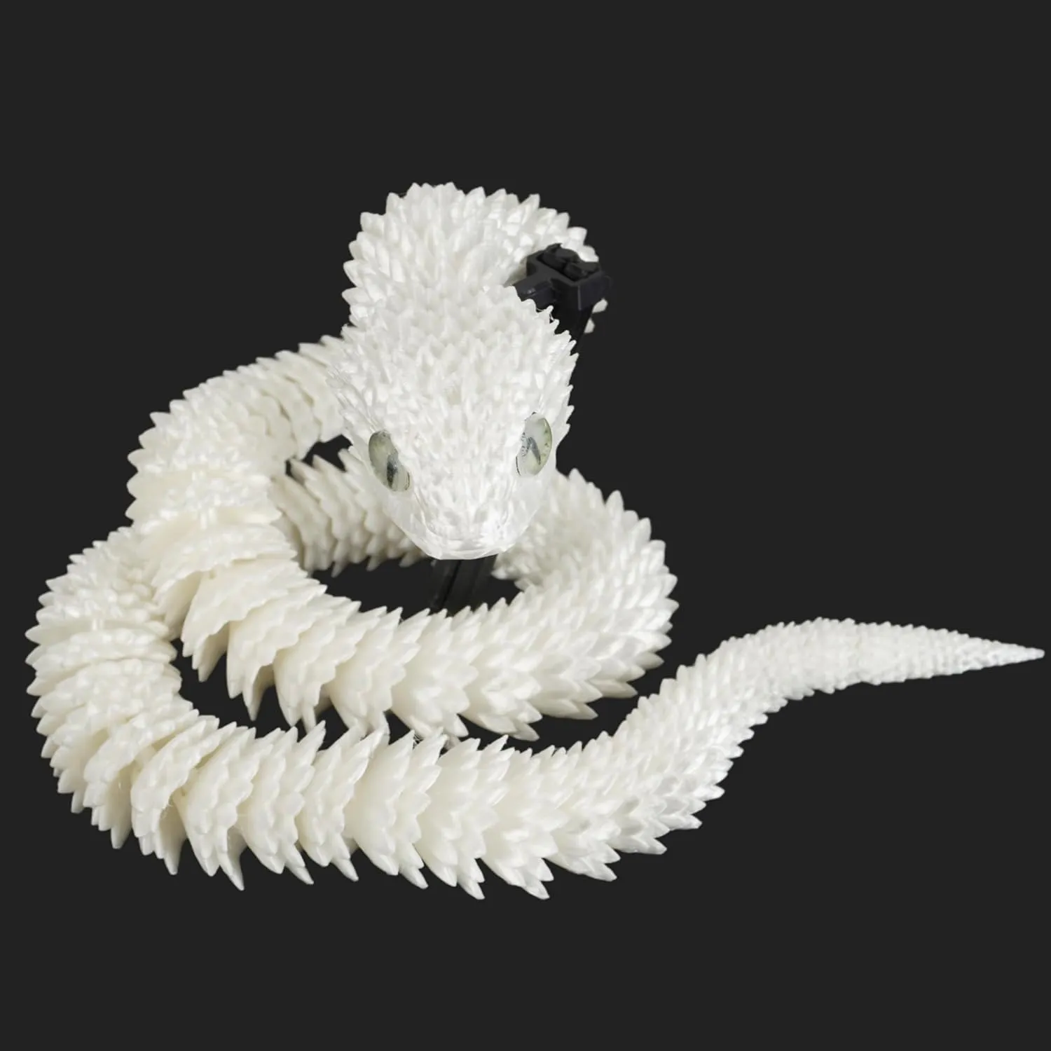 3D Printed Articulated Snake – 29.5'' Crystal-Like Movable Snake– Realistic Slithering Design, Collectible Articulated Model .Easter Basket Stuffers Essentials (White)