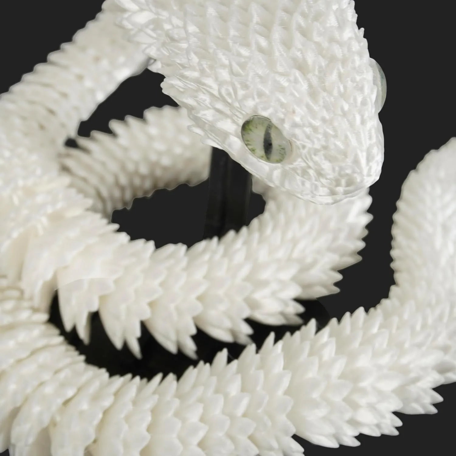 3D Printed Articulated Snake – 29.5'' Crystal-Like Movable Snake– Realistic Slithering Design, Collectible Articulated Model .Easter Basket Stuffers Essentials (White)