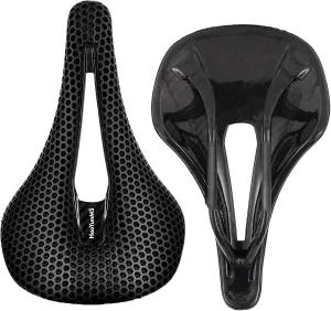 3D Printed Bike Saddle Carbon Fiber,Adaptive Soothing Sit Bone, Light-Breathable-Waterproof-Shock-Absorbing, Suitable for Gravel Bikes,MTB,BMX