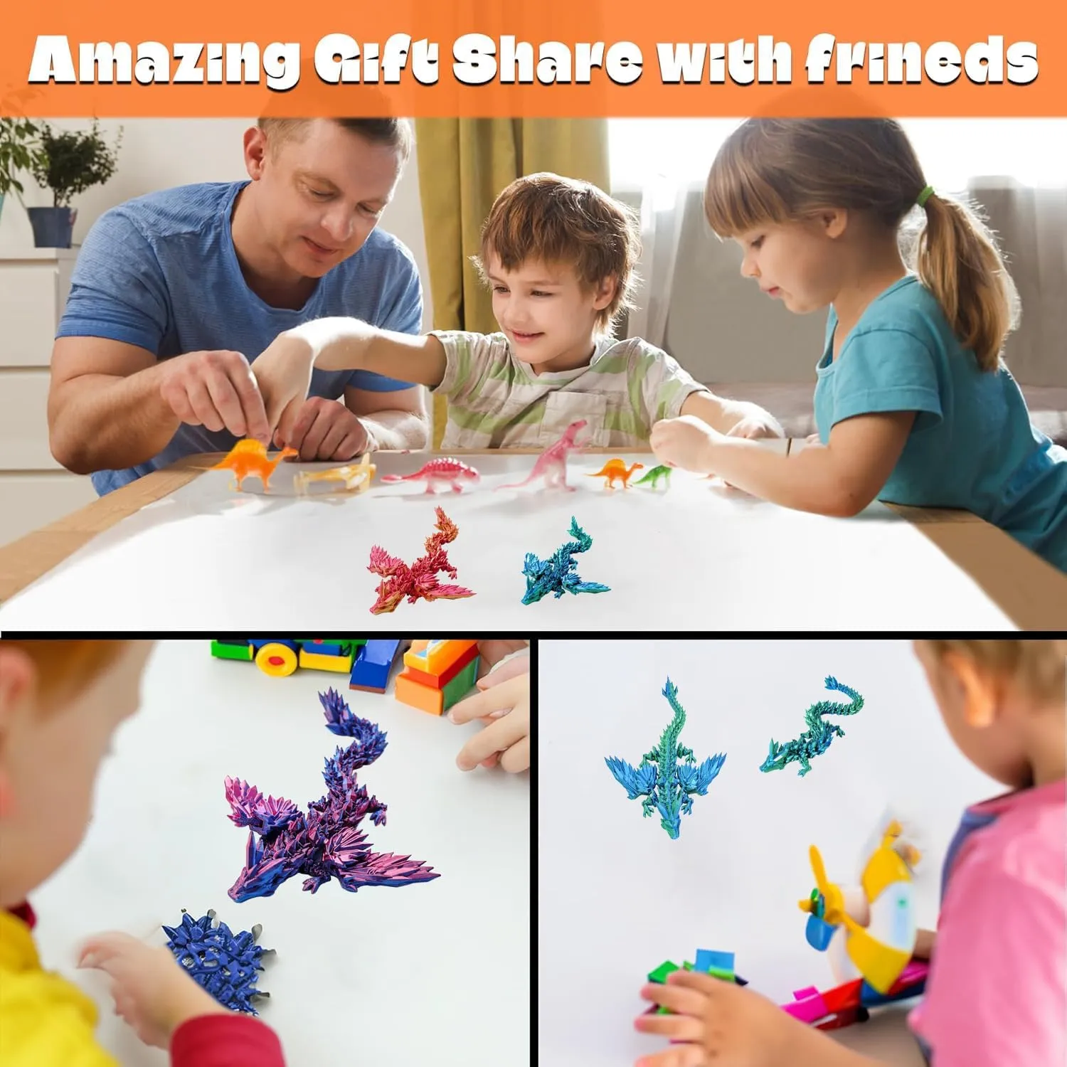 3D Printed Dragon Easter Egg, 3D Printed Dragon with Wings, Easter Eggs Articulated Dragon, Perfect Basket Essentials Stuffers, Articulated Crystal Dragon in Egg(Purple)