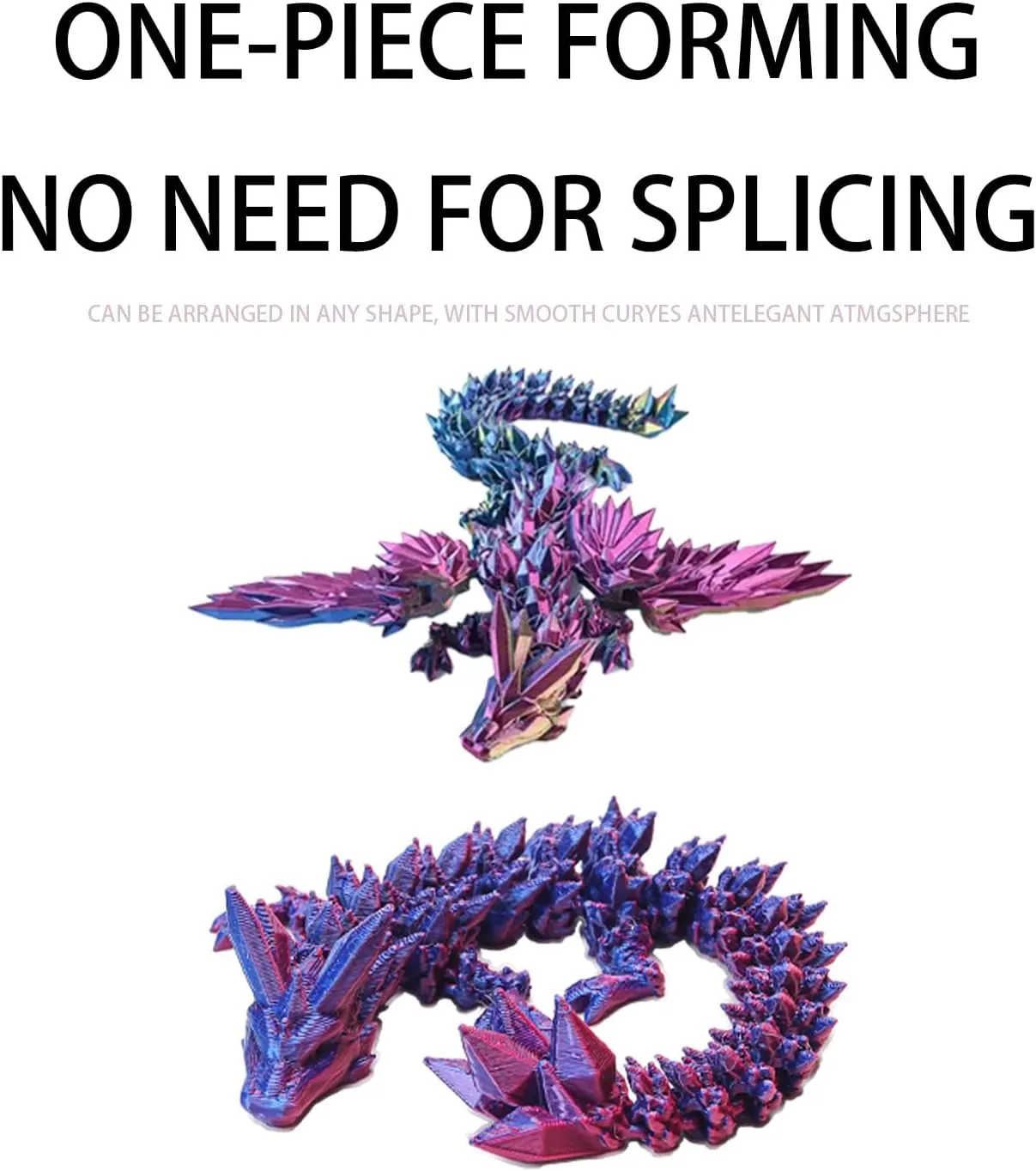 3D Printed Dragon Easter Egg, 3D Printed Dragon with Wings, Easter Eggs Articulated Dragon, Perfect Basket Essentials Stuffers, Articulated Crystal Dragon in Egg(Purple)