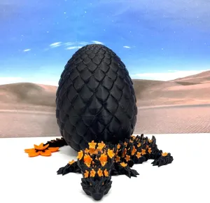 3D Printed Dragon Egg, 12 Inch Black & Orange Cherry Blossom Fidget ADHD Autism Sensory Toy D064-BE