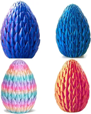 3D Printed Dragon Egg with Dragon Inside – Unique 3D Printed Toys for Collectors, Fantasy Lovers & Kids – Mystical Dragon Eggs for Decoration, Gifts & Play (Dragon Scale Egg 4 Pack)