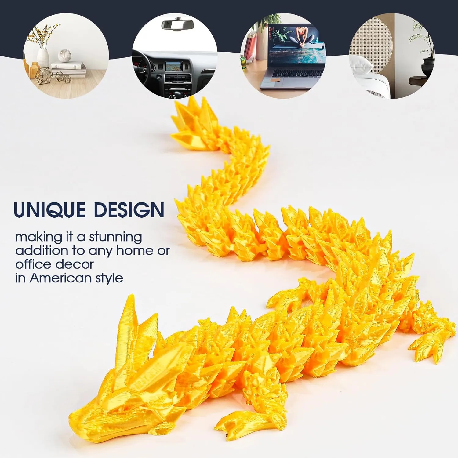 3D Printed Dragon Egg with Dragon Inside,12 Inch 3D Printed Dragon Egg Fidget Toy，Home Office Decor Executive Desk Toys for Autism/ADHD (Black Gold)
