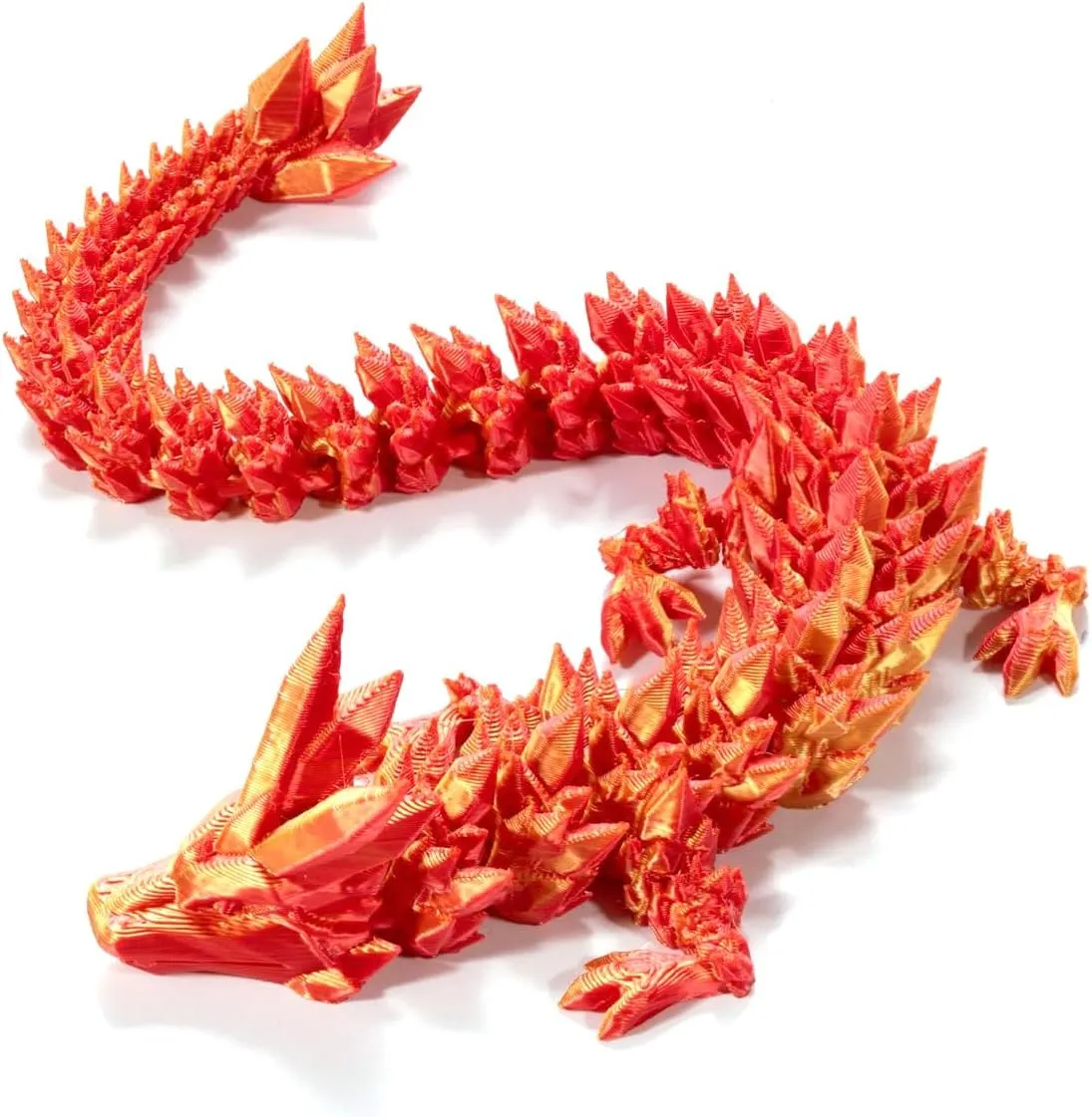 3D Printed Dragon Fidget Toy, Crystal Dragon Articulated Dragon, Home/Office Desktop Decor, Adults Fidget Toys for ADD/ADHD/Autism (Laser Red, Large 20")