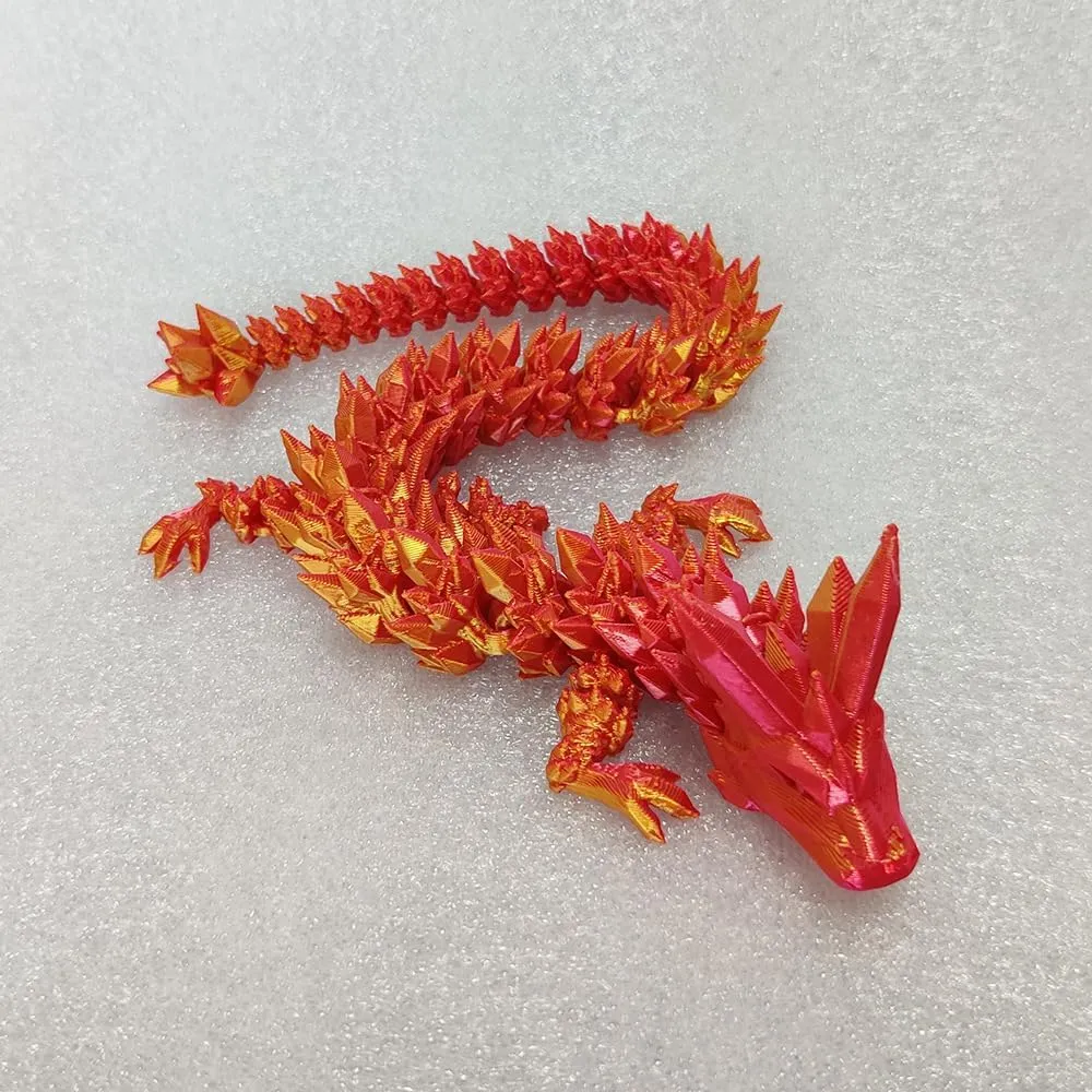 3D Printed Dragon Fidget Toy, Crystal Dragon Articulated Dragon, Home/Office Desktop Decor, Adults Fidget Toys for ADD/ADHD/Autism (Laser Red, Large 20")