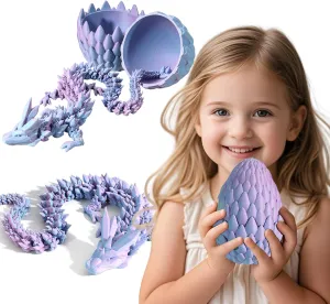 3D Printed Dragon,Dragon Eggs with Dragon Inside,Surprise Dragon Egg Toy,12'' Full Articulated Crystal 3D Dragon