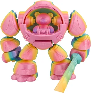 3D Printed Mechanical Bear Set, 3D Articulated Printed Toys, Flexible Realistic 3D Animal Figurines, Stress Relief Tool, Desk Ppets(Macaron)