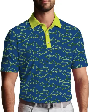 3D Printed Mens Golf Shirt Moisture Wicking Quick-Dry Performance Polo Shirts for Men