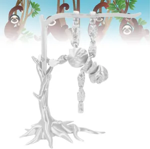 3D Printed Toys Circus Juggling Sloth Action Figures with Rotatable Joints and Tree Props, Relief Anxiety 3D Printed Dragon Toys/ Sloth Gifts for Adult Toy (4.9 inch-Pure White)