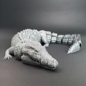 3D Printer Toys Crocodile Toy/Dragon Toys, Relief Anxiety Crocodile Action Figures, 3D Printed Rotatable and Poseable Articulated Crocodile/ Dragon Gifts for Adults (15.7 in-Gray)