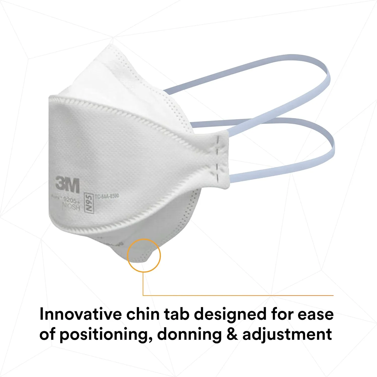 3M Aura Particulate Respirator 9205 , N95, Pack of 440 Disposable Respirators, Individually Wrapped, 3 Panel Flat Fold Design Allows for Facial Movements, Comfortable, NIOSH Approved