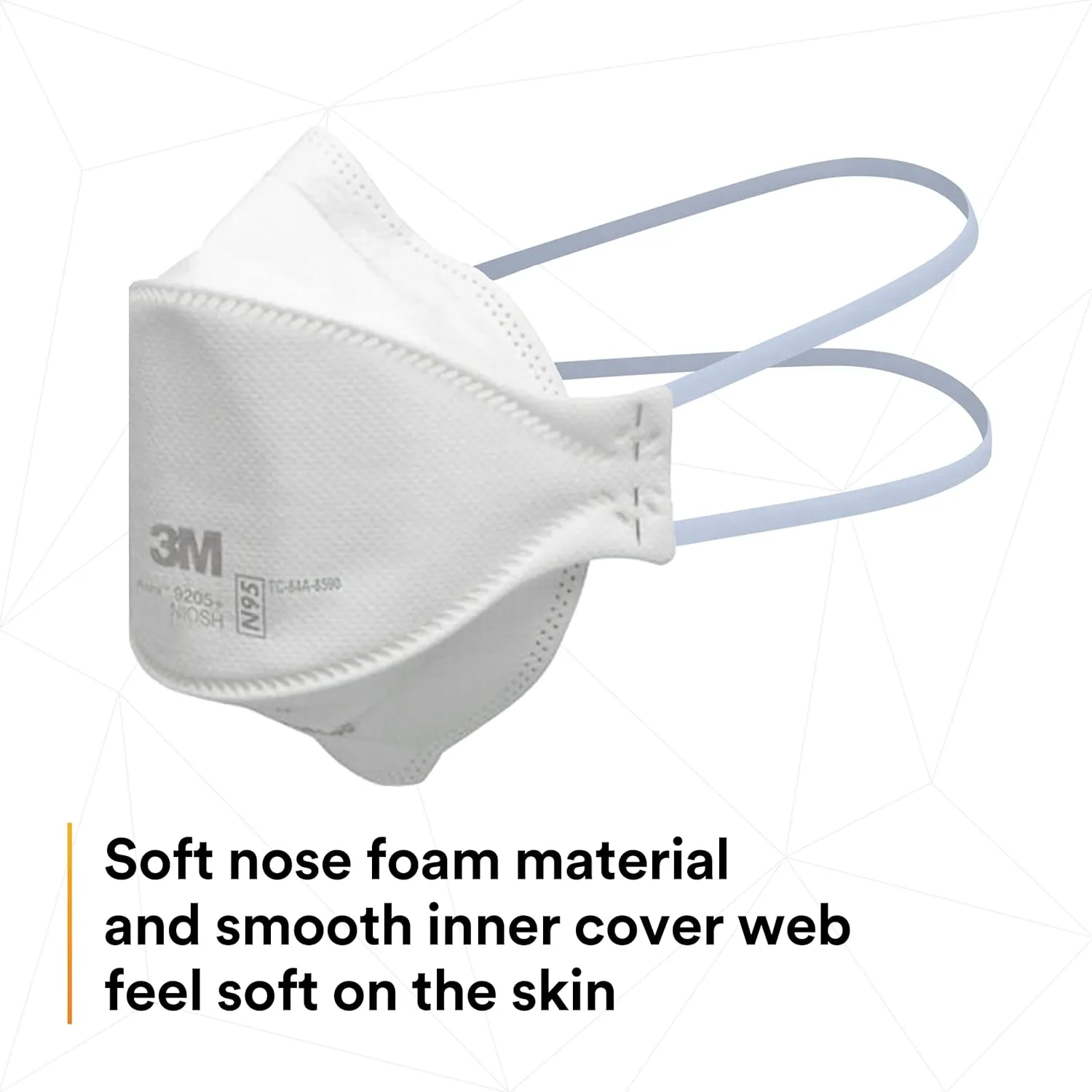3M Aura Particulate Respirator 9205 , N95, Pack of 440 Disposable Respirators, Individually Wrapped, 3 Panel Flat Fold Design Allows for Facial Movements, Comfortable, NIOSH Approved