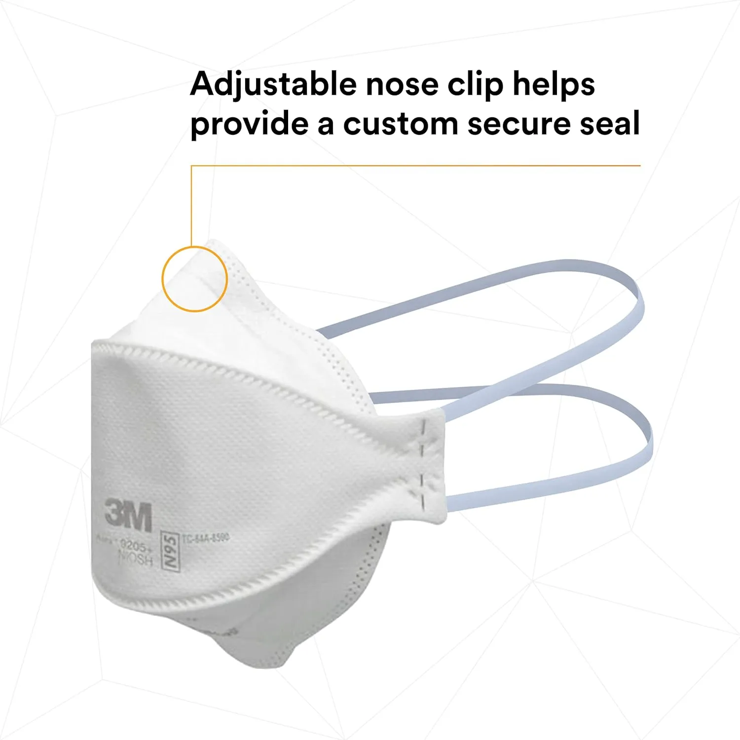 3M Aura Particulate Respirator 9205 , N95, Pack of 440 Disposable Respirators, Individually Wrapped, 3 Panel Flat Fold Design Allows for Facial Movements, Comfortable, NIOSH Approved