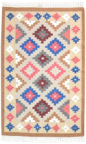 3X5 Rug Wool Multi Color Southwestern Dhurrie American Tribal Room Size Carpet