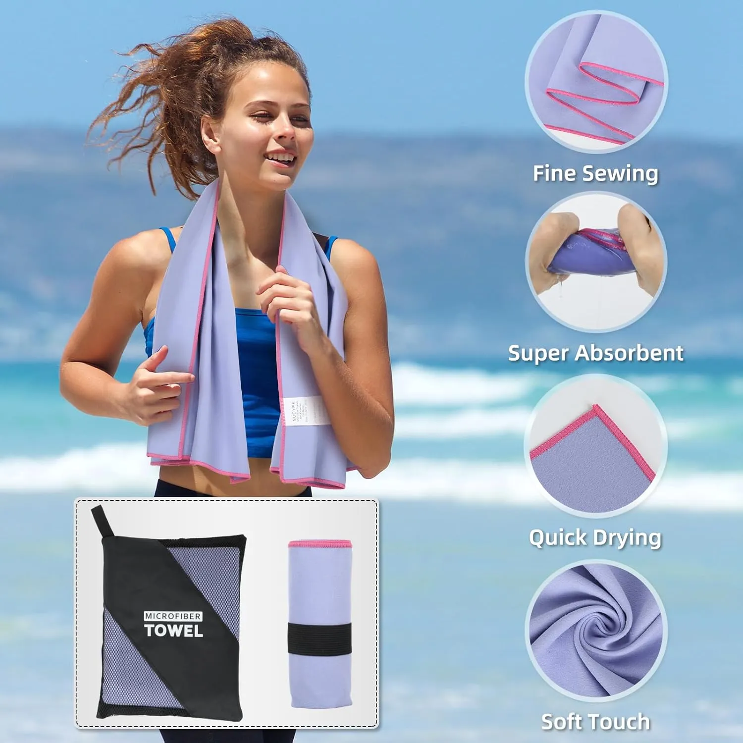 4 Pack Camping Towel Set Microfiber Lightweight Quick Dry Travel Towels Men Women S L XL Compact Absorbent Towels for Body Beach Yoga Swimming Pool Hiking Fishing Picnic Gym