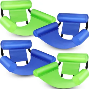 4 Packs Pool Floats Chair for Adult Hammock Inflatable Pool Lounge Chair Water Floating Chair for Swimming Pool Beach Party Lake Summer