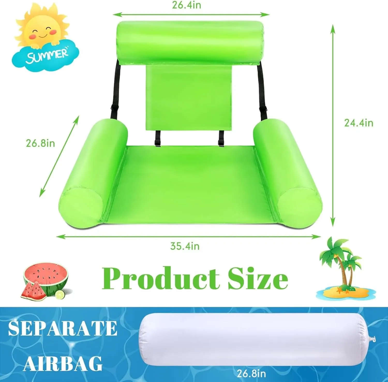 4 Packs Pool Floats Chair for Adult Hammock Inflatable Pool Lounge Chair Water Floating Chair for Swimming Pool Beach Party Lake Summer