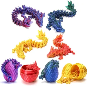 4 Pcs Mini 3D Printed Dragon Eggs with Crystal Dragon Inside, Easter Egg fillers Easter Gifts for for Chrismas, Thanks Giving Valentine's Day, Easter, Bithday(Without Keychain)