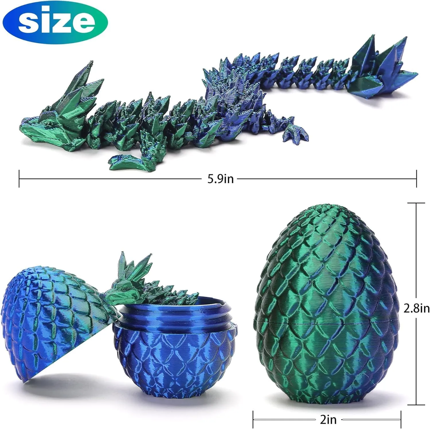4 Pcs Mini 3D Printed Dragon Eggs with Crystal Dragon Inside, Easter Egg fillers Easter Gifts for for Chrismas, Thanks Giving Valentine's Day, Easter, Bithday(Without Keychain)