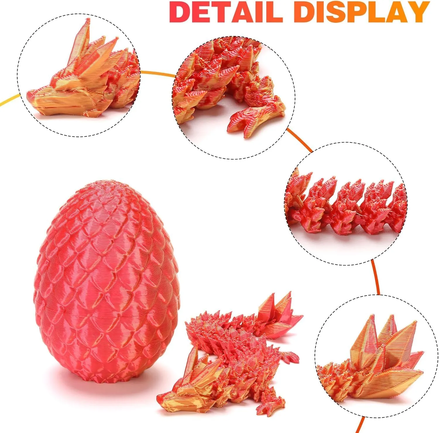 4 Pcs Mini 3D Printed Dragon Eggs with Crystal Dragon Inside, Easter Egg fillers Easter Gifts for for Chrismas, Thanks Giving Valentine's Day, Easter, Bithday(Without Keychain)