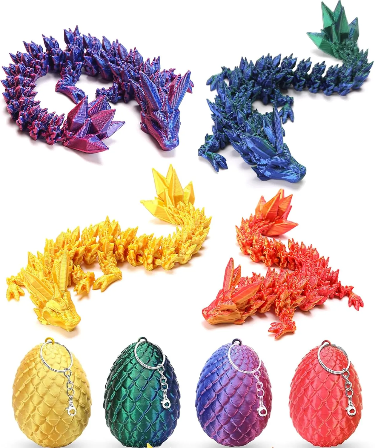 4 Pcs Mini Easter Basket Stuffers 3D Printed Dragon Eggs with Dragon Inside,Decorative Easter Egg Fillers Easter Gifts for Boys Kids Home Decor for Easter Birthdays Gifts,Executive Desk Toys