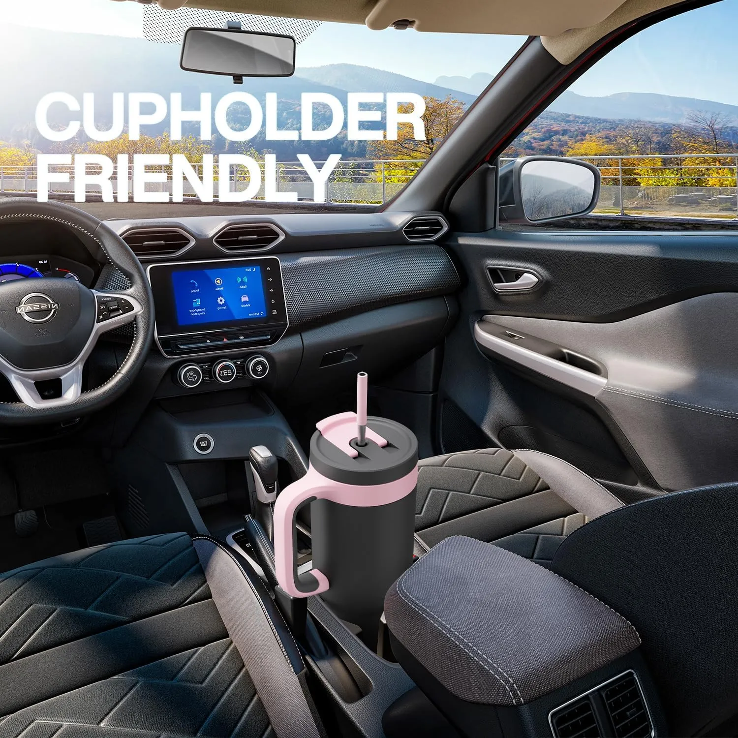 40 oz Tumbler with Handle, 2-in-1 Straw and Sip Lid, Leakproof, Dishwasher Safe, Insulated Stainless Steel Travel Coffee Mug, Keeps Cold for 34 Hours, Fits in Car Cup Holder (Agave)
