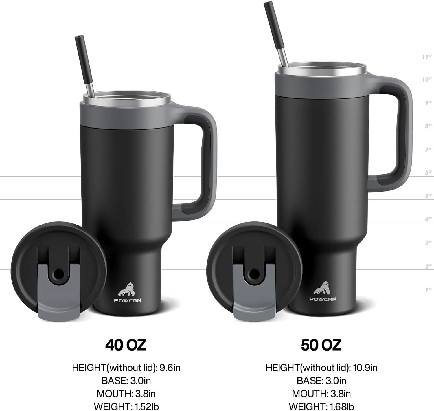 40 oz Tumbler with Handle, 2-in-1 Straw and Sip Lid, Leakproof, Dishwasher Safe, Insulated Stainless Steel Travel Coffee Mug, Keeps Cold for 34 Hours, Fits in Car Cup Holder (Forest)