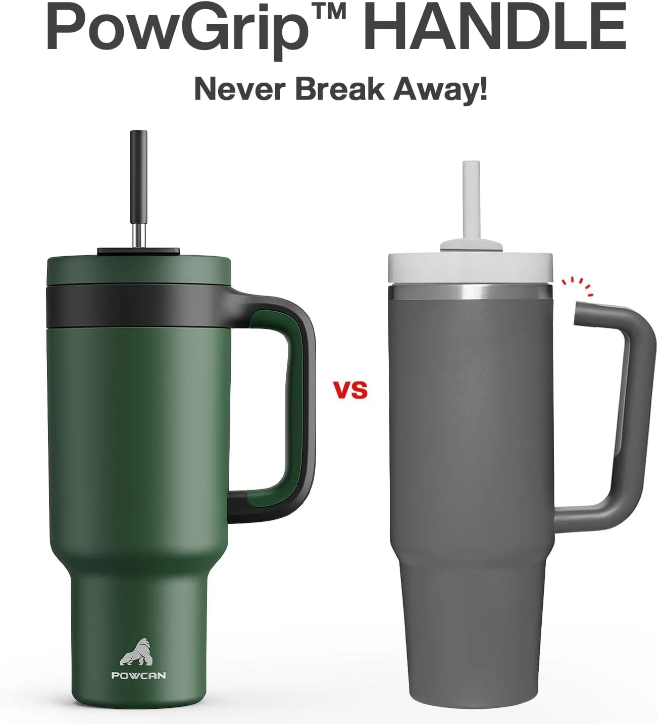 40 oz Tumbler with Handle, 2-in-1 Straw and Sip Lid, Leakproof, Dishwasher Safe, Insulated Stainless Steel Travel Coffee Mug, Keeps Cold for 34 Hours, Fits in Car Cup Holder (Forest)