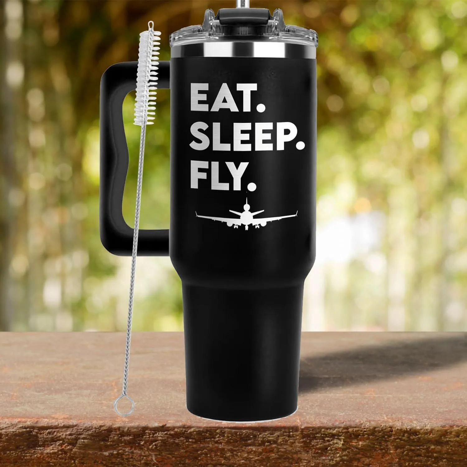 40oz Engraved Tumbler with Keychain – Cool Pilot Gift & Airplane Accessories for Birthday & Christmas