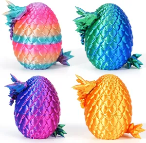 4PCS 3D Printed Dragon Eggs with Dragon Inside Mini Dragon Egg Set Easter Eggs Articulated Dragon Mystery Dragon Egg Fidget Toy Surprise 3D Printed Animals Toy Set (Multicolor3-4pcs)