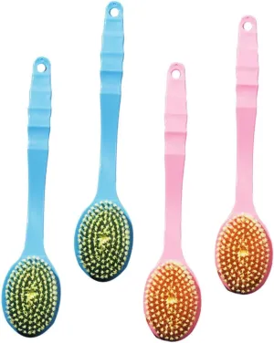 4pcs Bath Brush Long Handle Body Cleansing Scrubber Double Sides Massage