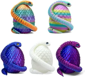 5PCS 3D Printed Snake Eggs with 11.8 Inch Snake Inside, Home Office Decor Executive Desk Toys for Autism/ADHD, Perfect for Easter Gifts, Collectibles & Kids’ Imagination Adventure (Multicolor3-5PCS)