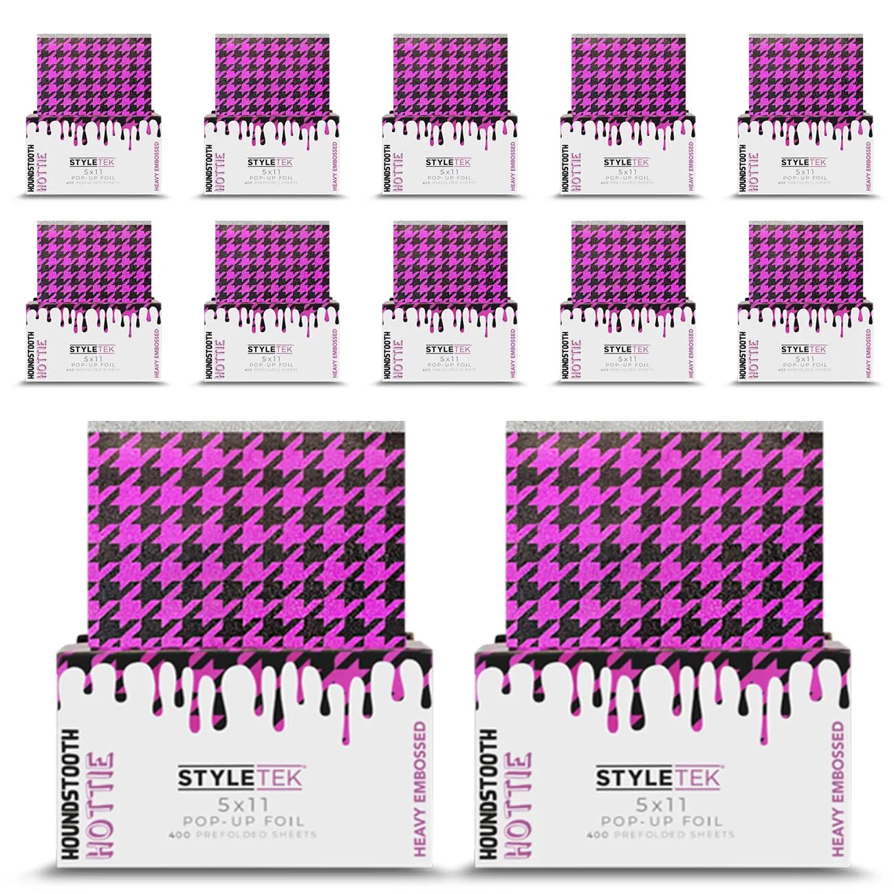 5x11 Pop-Up Foil, 400 Sheets with Houndstooth Pattern, Luxury Salon Foil, (bulk discount case)(12)