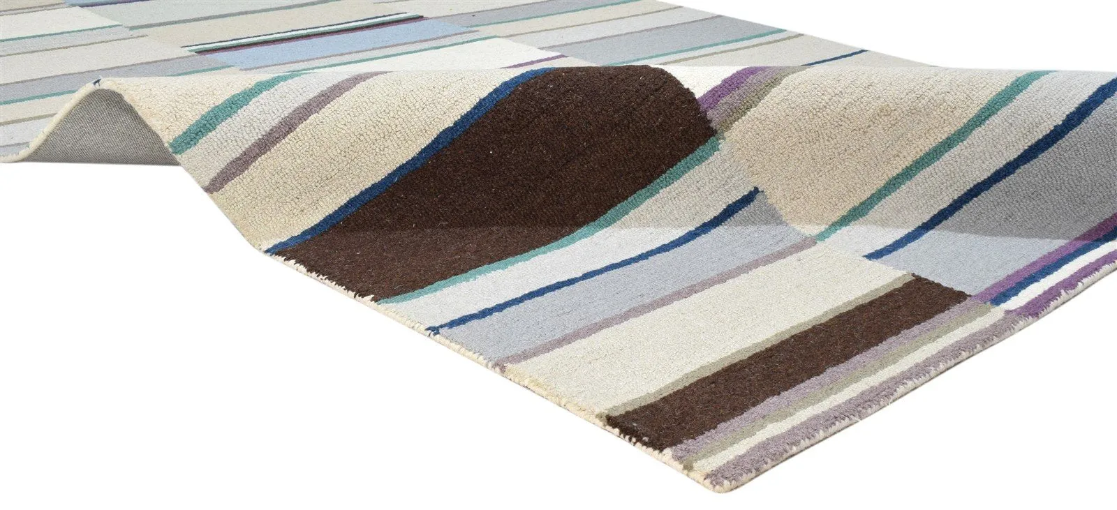 5X8 Rug Wool Multi Color Modern Hand Tufted Scandinavian Striped Room Size