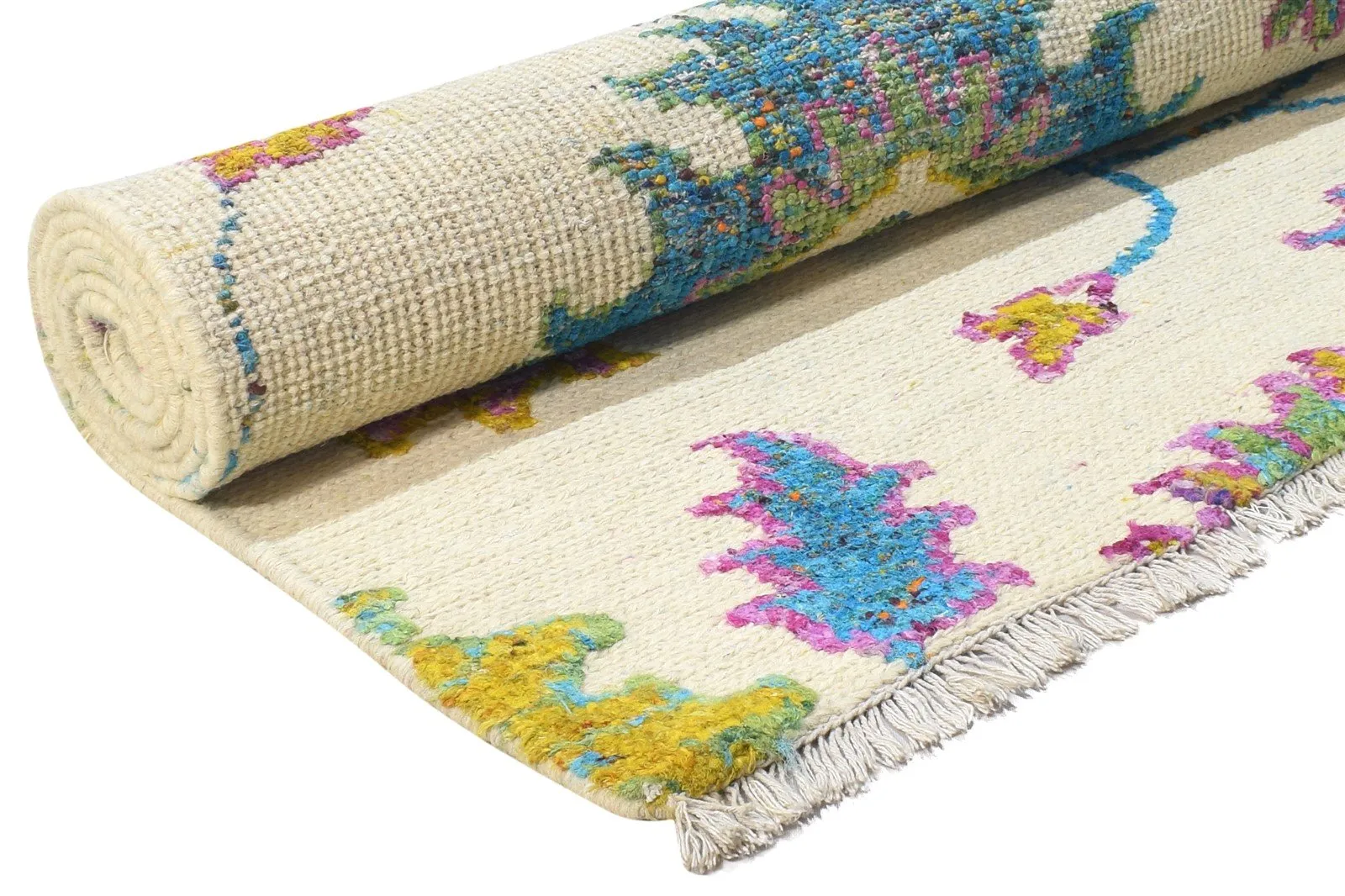 5X8 Rug Wool / Silk Multi Color Modern Hand Knotted French Floral Room Size