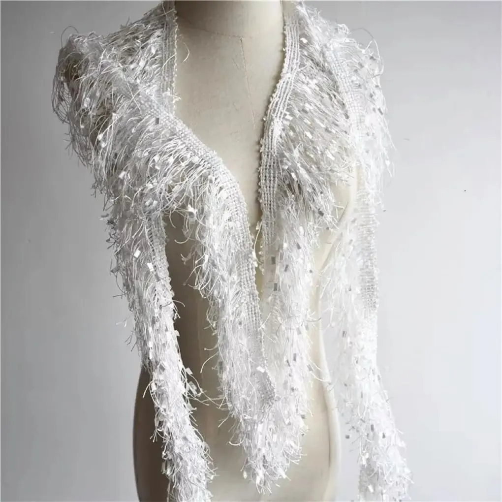 5yards/Lot 10cm White/Black Tassel Trim Lace Ribbon Tassels for Curtains Dresses Fringes DIY Accessories Crafts 1 40mm Wide