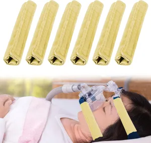6 Packs Satin CPAP Strap Covers Soft, CPAP Mask Cushions, Breathable CPAP Strap Cushions, CPAP Hair Protector for Women and Man, Universal Silk CPAP Strap Covers for Reducing Red Marks (Yellow)