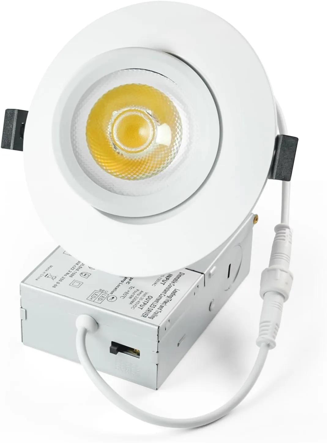6 Packs White 4-inch 5 CCT Gimbal LED Recessed/Downlight Color Selectable 2700K/3000K/3500K/4000K/5000K 800Lm 9W 120V Dimness Adjustable LED Lights