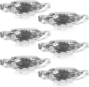 6 Pcs Disco Fanny Pack Bachelorette Fanny Packs Silver Glitter Waist Bag for Women Men, Bachelorette Wedding Party Travel Running Hiking 70s 80s 90s Party