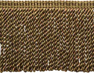 6" (15cm) Decorative Bullion Fringe Trim with Fancy Woven Gimp Header # BFMLT6WVN, Hazel Brown #PR08 (Mocha Brown, Warm Brown, Olive Beige) 5 Yard Value Pack (15 ft/4.5m)