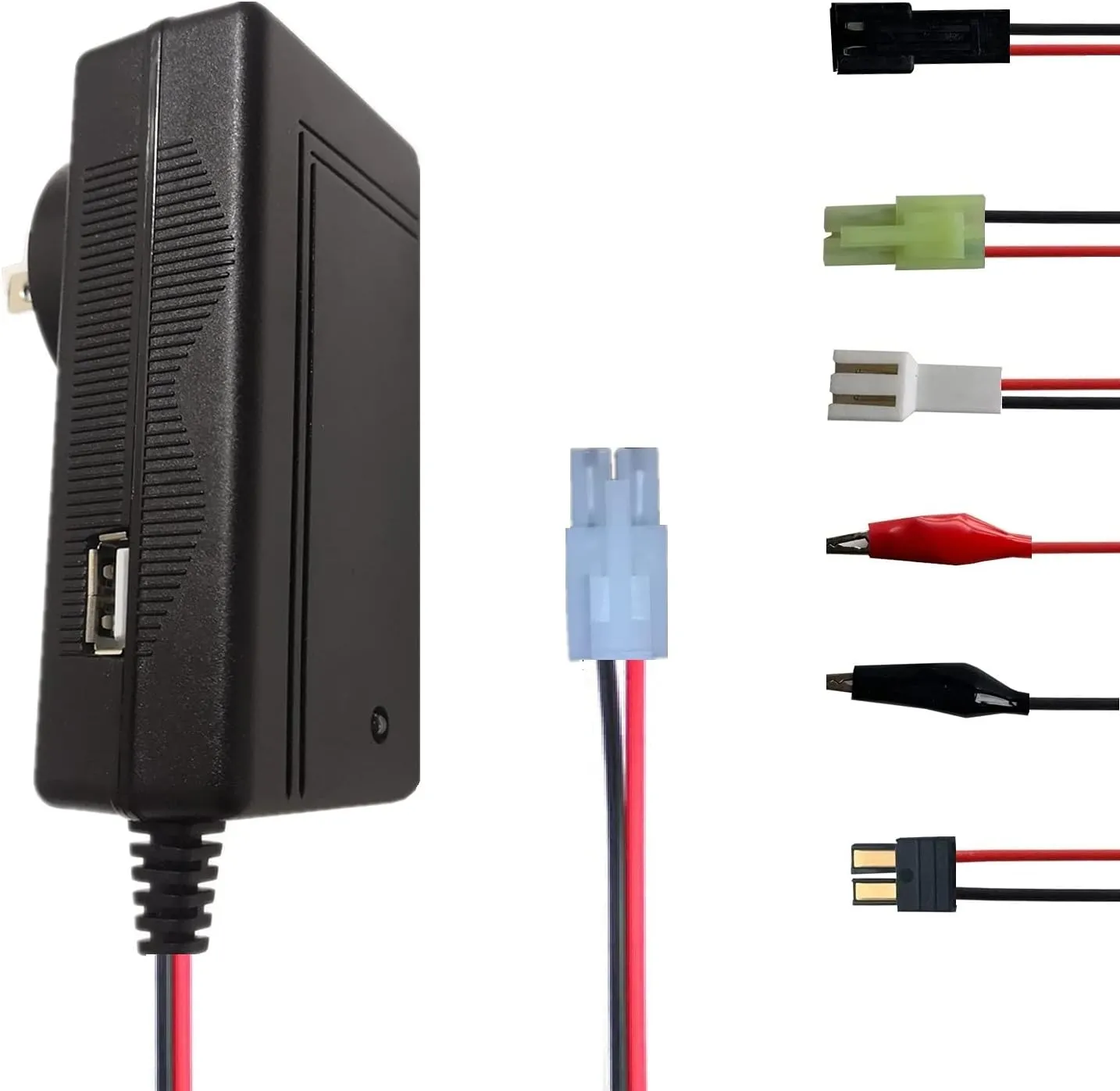 7.2V 8.4V 9.6V RC Battery Charger with traxxas and Standard Tamiya Mini Tamiya Crocodile Clip Adapter Hobbies for 3~8S Nimh Battery Packs,rc Helicopters,RC Car, Airsoft Gun,USB