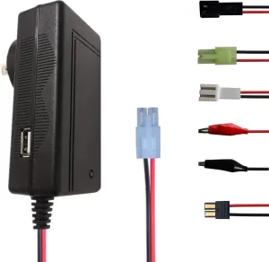 7.2V 8.4V 9.6V RC Battery Charger with traxxas and Standard Tamiya Mini Tamiya Crocodile Clip Adapter Hobbies for 3~8S Nimh Battery Packs,rc Helicopters,RC Car, Airsoft Gun,USB