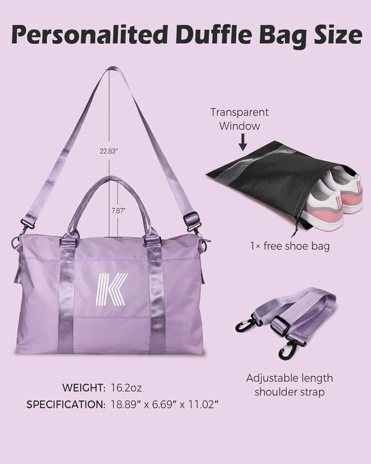 8 9 10 11 12 13 14 15 16 Year Old Girl Gifts, Preteen Travel Duffel Bag, Girl Sports Gym Bag, Teacher Gifts, Overnight Bag for Women, Gifts for Teens Sweet Graduation Gifts (Letter B)