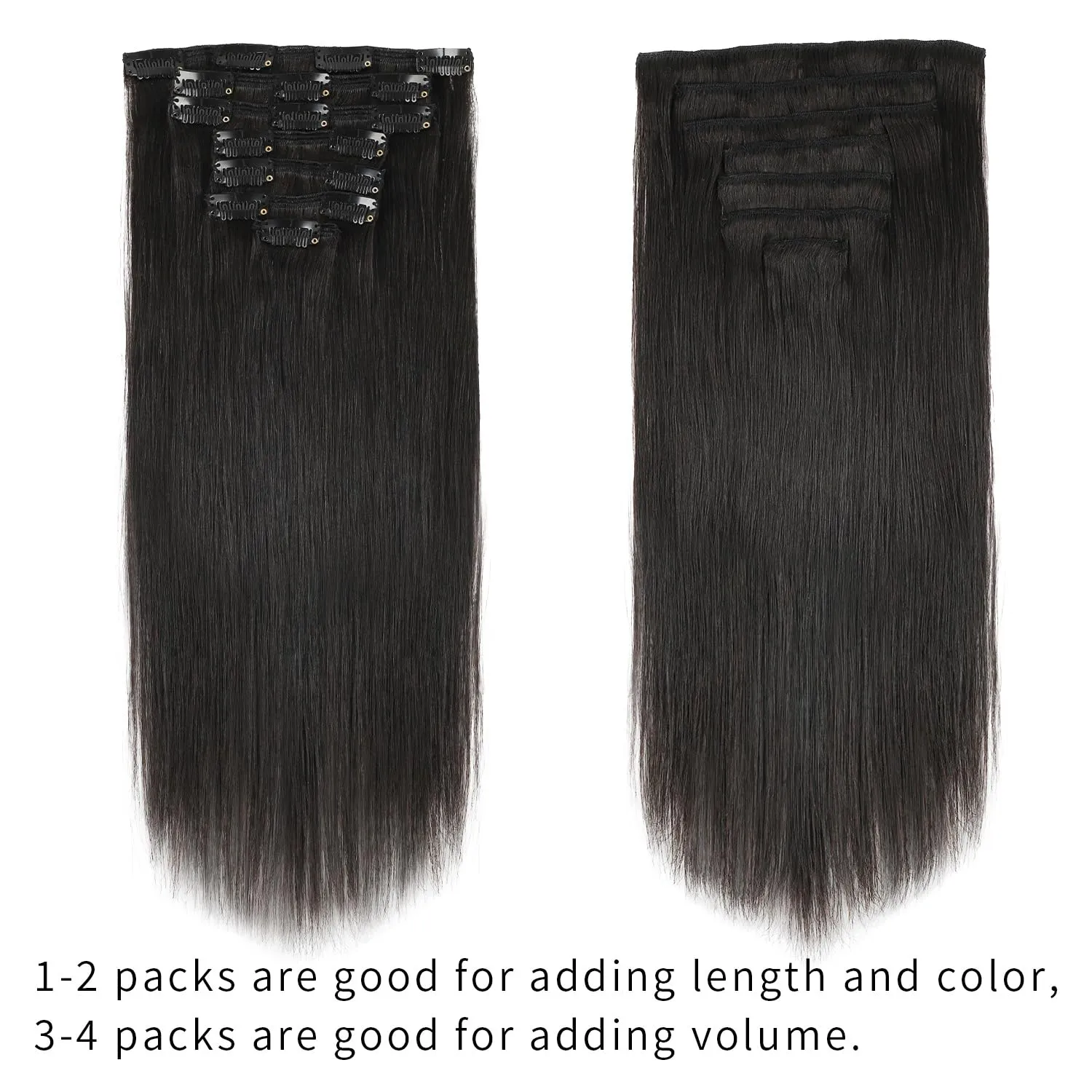 ABH AMAZINGBEAUTY HAIR Clip in Hair Extensions Real Human Hair Black Women Double Weft Silky Straight Human Hair Clip in Extensions Virgin Hair Natural Black 7Pcs 120G 20 Inch