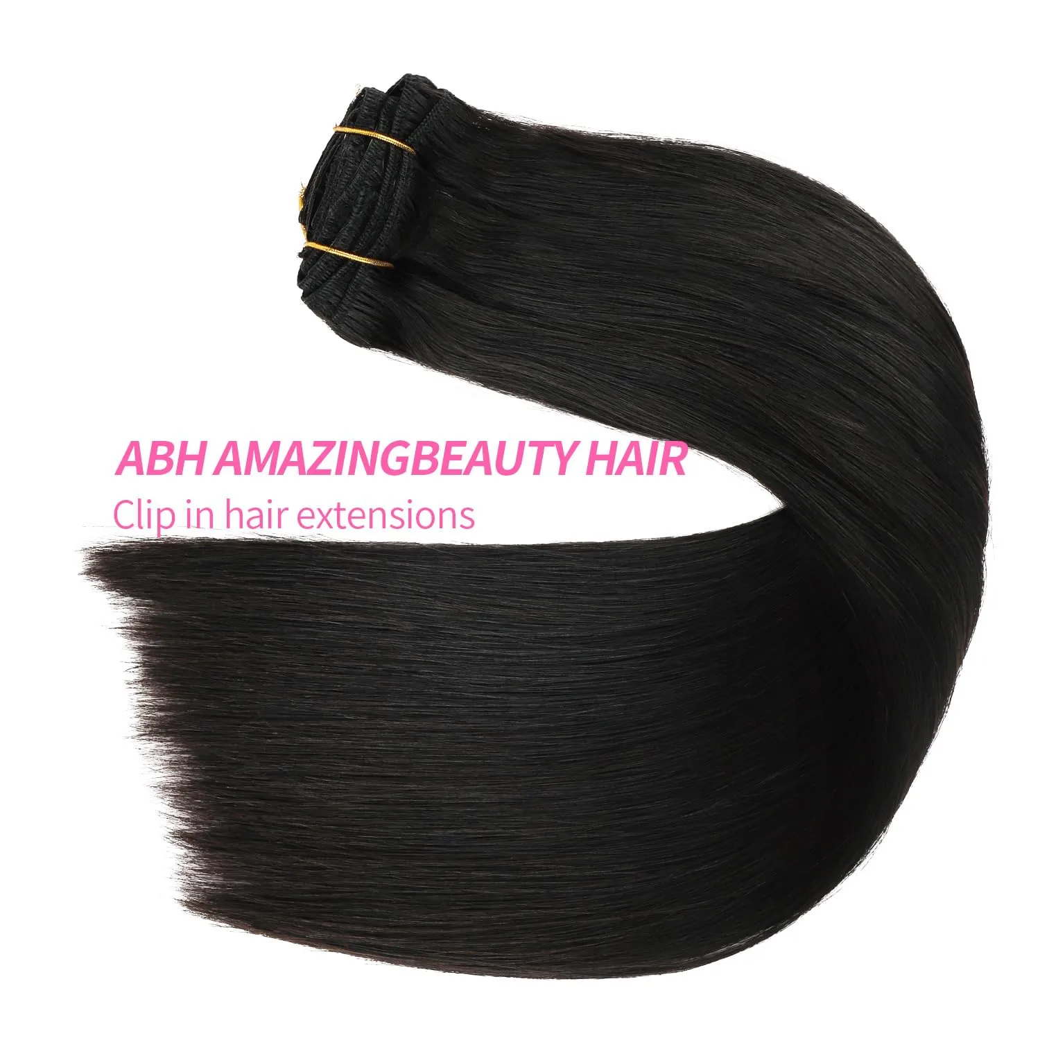ABH AMAZINGBEAUTY HAIR Clip in Hair Extensions Real Human Hair Black Women Double Weft Silky Straight Human Hair Clip in Extensions Virgin Hair Natural Black 7Pcs 120G 20 Inch