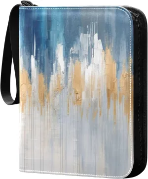 Abstract Oil Painting in Blue Card Holder, Card Holder Album with 400 Card Slots in 50 Pages for Display, Storage, Portability