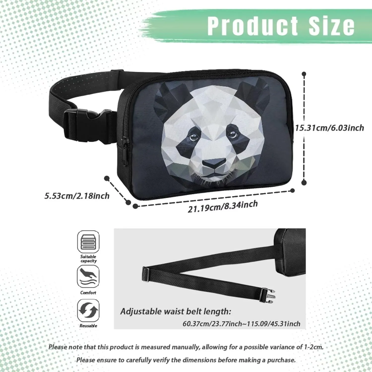 Abstract Panda Fanny Pack Purse Abstract Art Bags for Women Cute Lightweight Waist Bag with Adjustable Strap for Cycling Sports Travel Shopping Birthday Gifts for Women Easter Gifts
